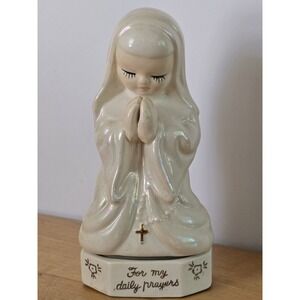 Vintage Dan Brechner Japan Praying Girl Figurine For My Daily Prayers Iridescent